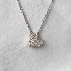 Christina Kober Proudly Handmade in Georgia, USA Sterling Silver Heart Necklace Diamond Dusted