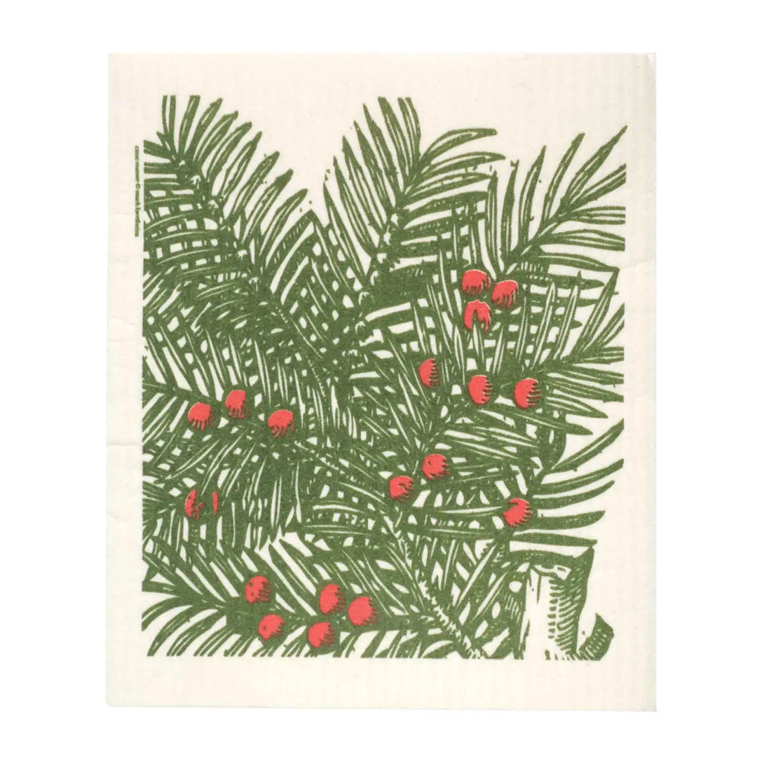 Cose Nuove Kitchen and Bar Spruce Boughs Holiday Swedish Dishcloths, Christmas Swedish Dishcloths