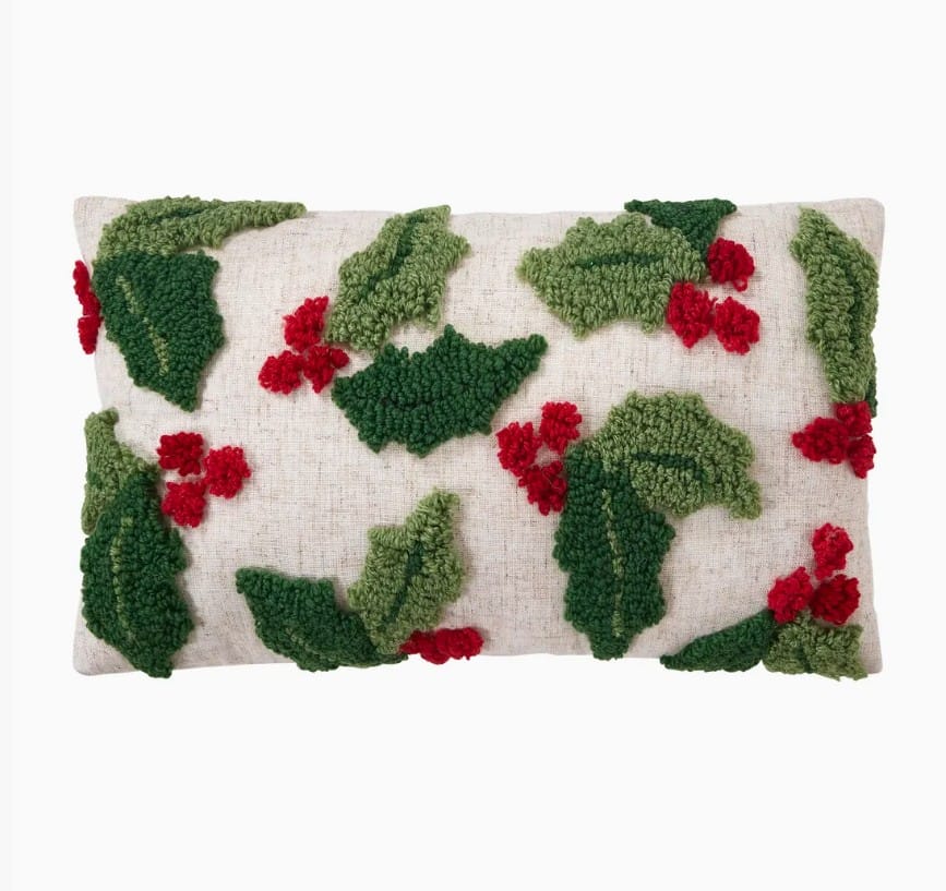 Peking Handicraft Pillow Holly w/Berries Pillow