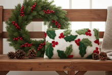 Load image into Gallery viewer, Peking Handicraft Pillow Holly w/Berries Pillow
