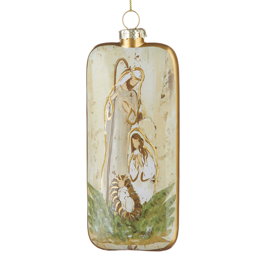Raz Imports Inc Christmas Ornament Holy Family Glass Rectangle Christmas Ornament – 6″