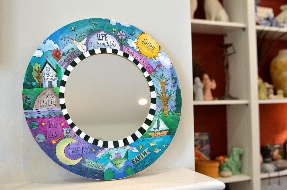 Sincerely Sticks Wall Mirrors How to Live Well 18" Round Mirror | Sincerely Sticks