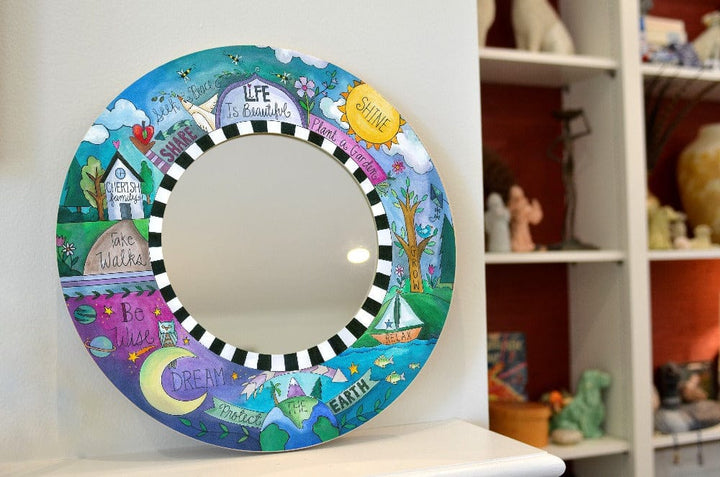 Sincerely Sticks Wall Mirrors How to Live Well 18" Round Mirror | Sincerely Sticks