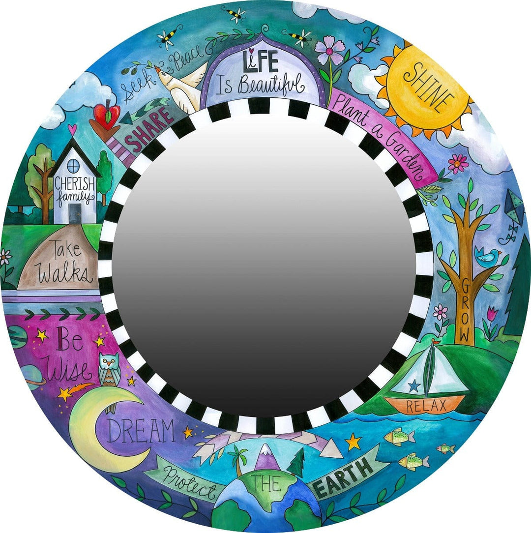 Sincerely Sticks Wall Mirrors How to Live Well 18" Round Mirror | Sincerely Sticks