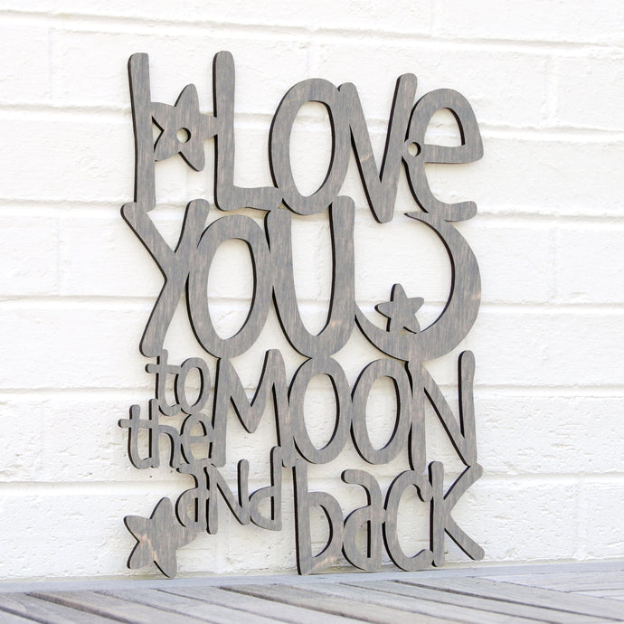 Spunky Fluff Proudly handmade in South Dakota, USA Weathered Gray I Love You to the Moon & Back