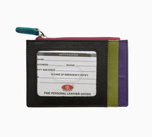 Load image into Gallery viewer, ili New York Black Brights ili New York Leather Credit Card &amp; ID Holder – RFID Blocking Zip Card Case
