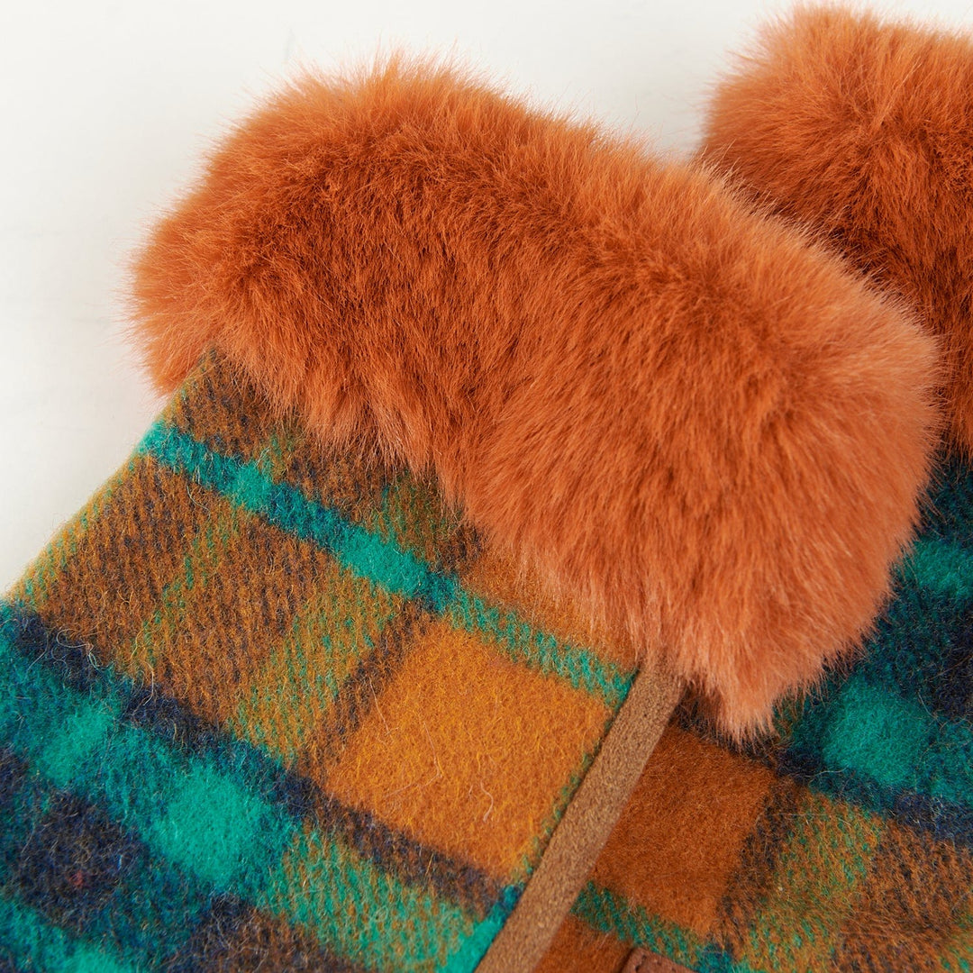 Islander UK Lambswool Mittens Islander UK Lambswool Mittens – Orange/Blue Tartan