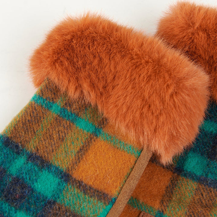 Islander UK Lambswool Mittens Islander UK Lambswool Mittens – Orange/Blue Tartan