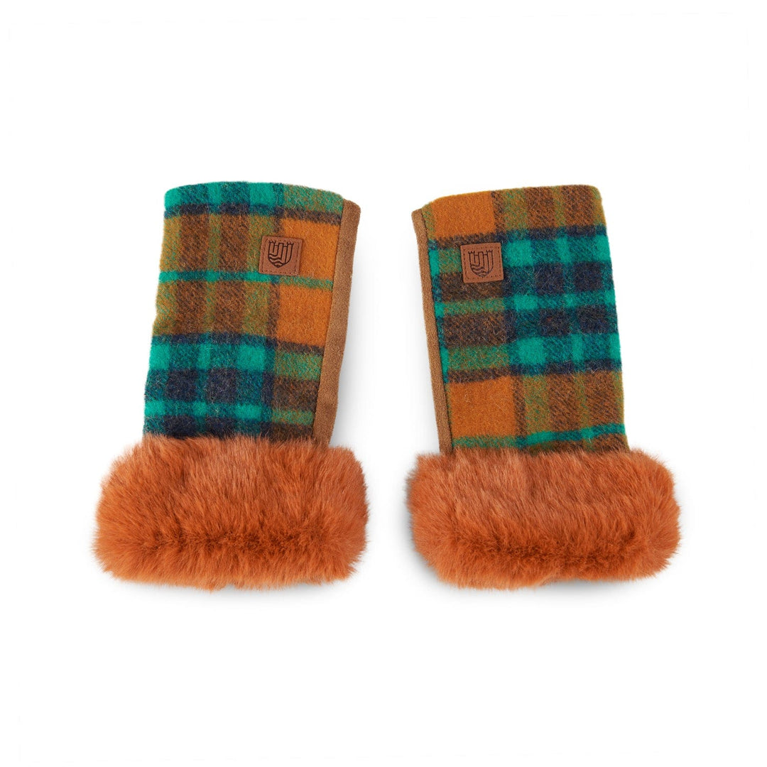 Islander UK Lambswool Mittens Islander UK Lambswool Mittens – Orange/Blue Tartan