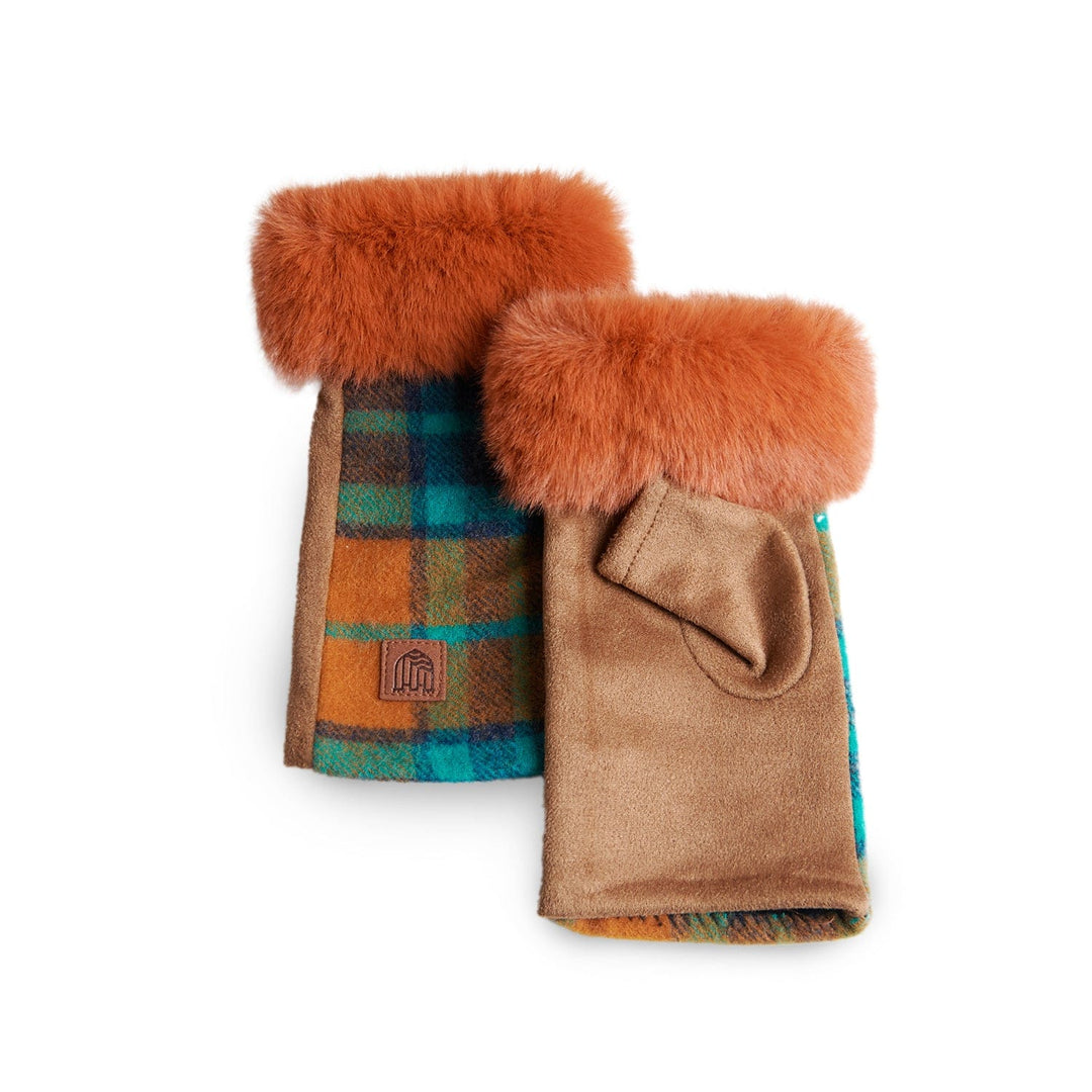 Islander UK Lambswool Mittens Islander UK Lambswool Mittens – Orange/Blue Tartan