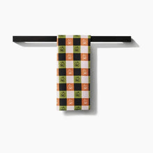 Load image into Gallery viewer, Geometry Home Decor - Linens - Geometry Kitchen Jack-O-Lantern Checker Tea Towel
