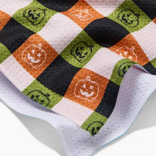 Load image into Gallery viewer, Geometry Home Decor - Linens - Geometry Kitchen Jack-O-Lantern Checker Tea Towel
