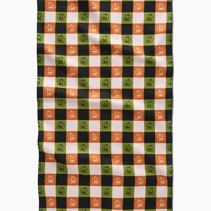 Geometry Home Decor - Linens - Geometry Kitchen Jack-O-Lantern Checker Tea Towel
