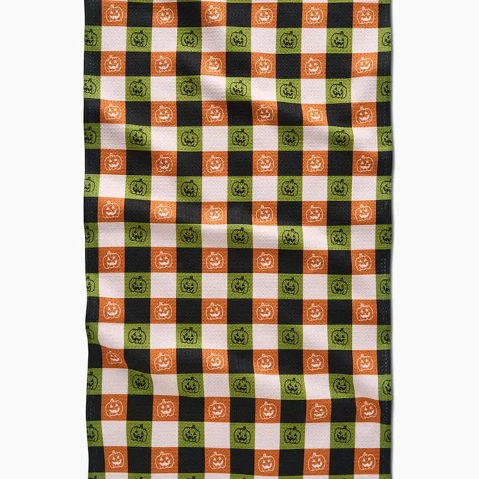 Geometry Home Decor - Linens - Geometry Kitchen Jack-O-Lantern Checker Tea Towel