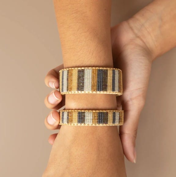 Etkie Jewelry Jordan Beaded Glass Cuff -Small