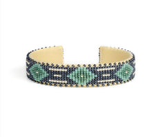 Load image into Gallery viewer, Etkie Jewelry Kelly Green Beaded Glass Cuff - Small
