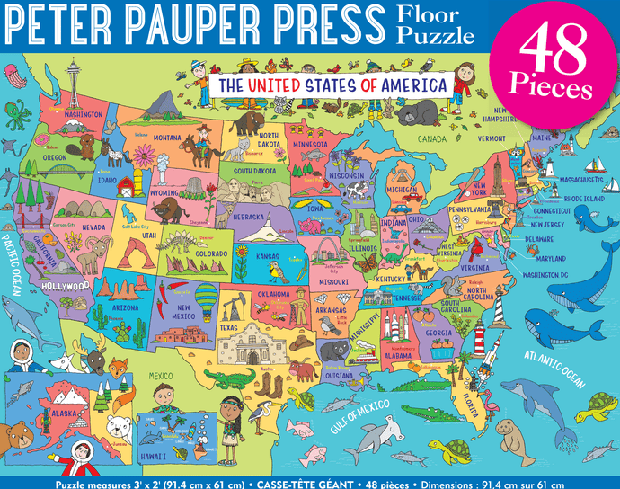 Peter Pauper Press Kids Floor Puzzle USA Map