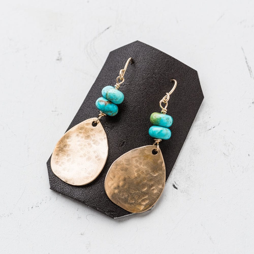 Original Hardware Jewelry - Earrings Kingman Turquoise and Bronze Teardrop Earrings