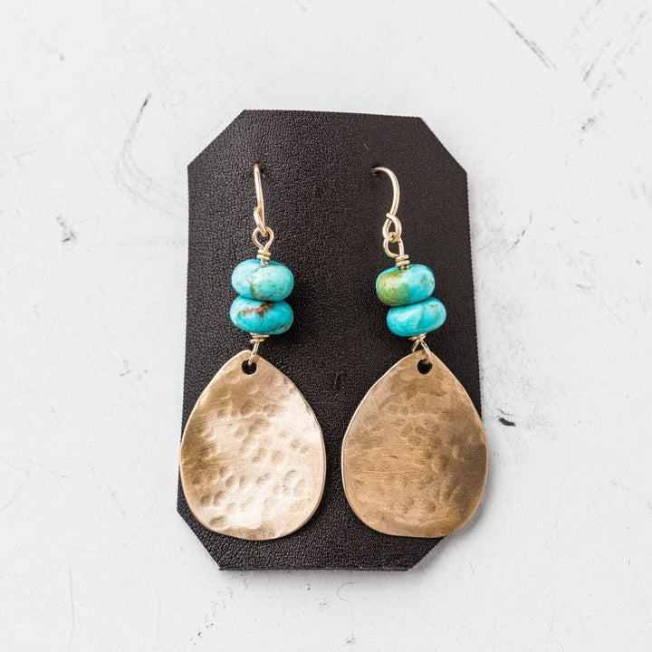 Original Hardware Jewelry - Earrings Kingman Turquoise and Bronze Teardrop Earrings