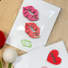 Load image into Gallery viewer, Spunky Fluff Proudly handmade in South Dakota, USA Kissing Lips Magnets 2 Pack, Valentine&#39;s Day Magnets
