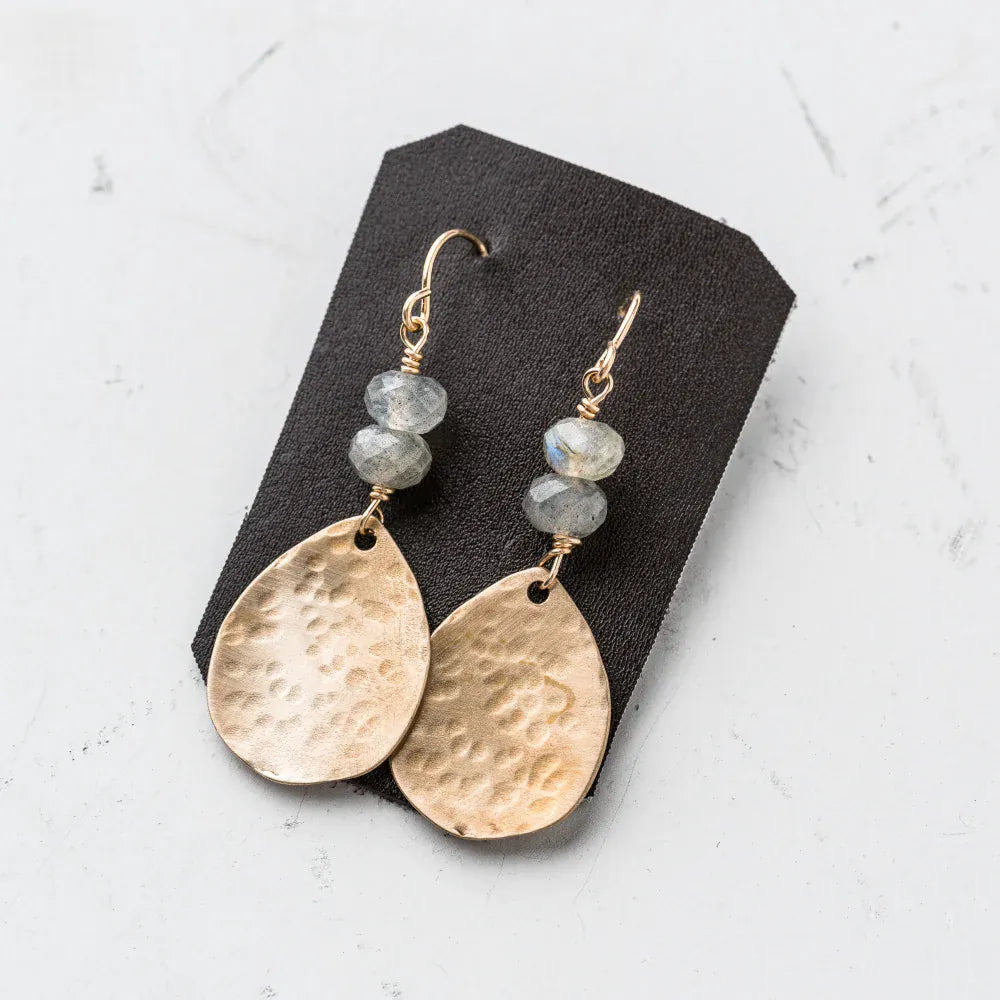 Original Hardware Jewelry - Earrings Labradorite & Bronze Teardrop Earrings