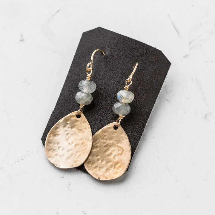 Original Hardware Jewelry - Earrings Labradorite &amp; Bronze Teardrop Earrings