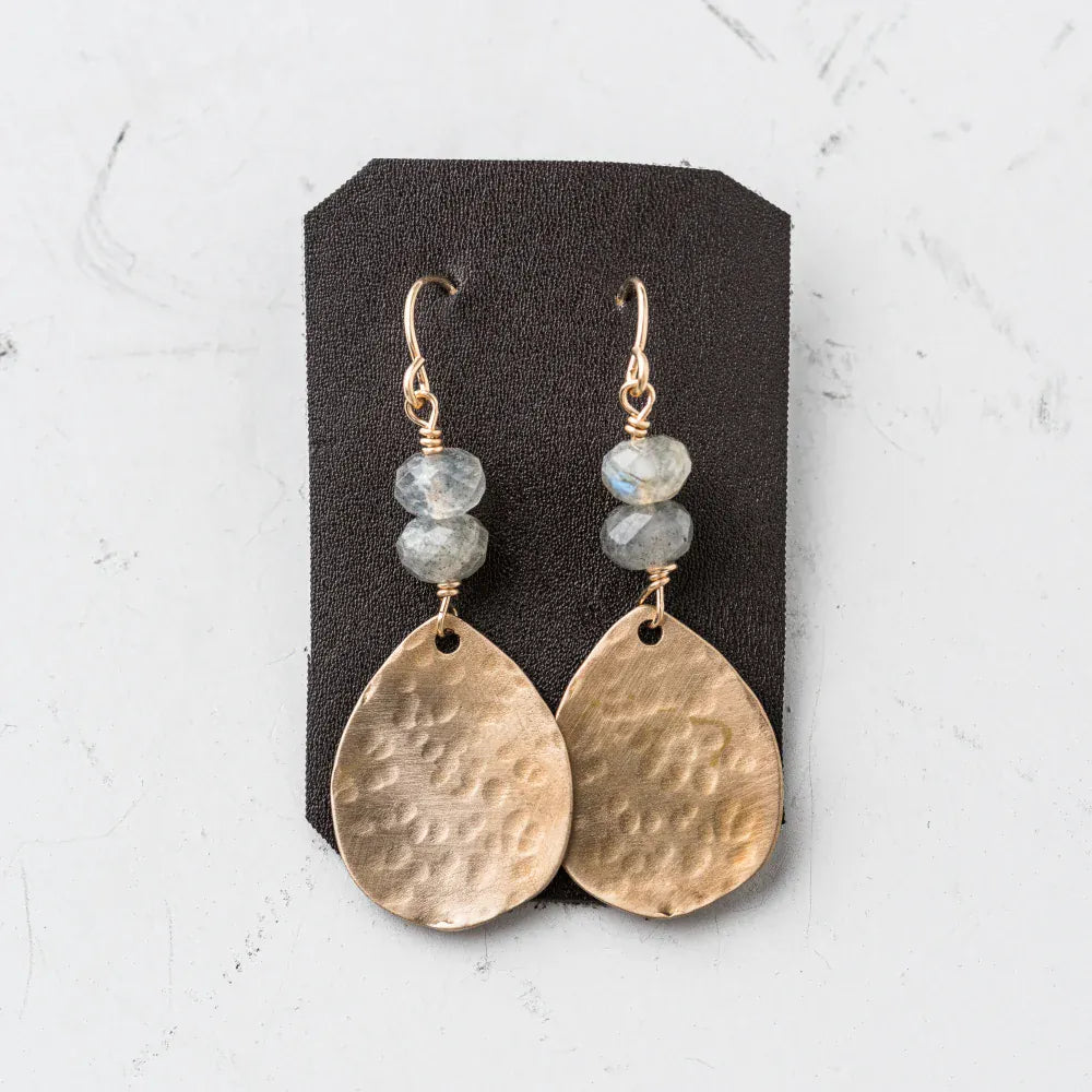 Original Hardware Jewelry - Earrings Labradorite & Bronze Teardrop Earrings