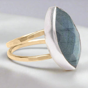 J & I Jewelry Proudly Handmade in Pennsylvania, USA Labradorite Marquis Ring