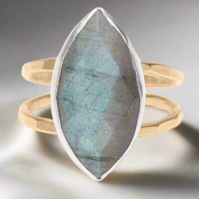 J & I Jewelry Proudly Handmade in Pennsylvania, USA Labradorite Marquis Ring