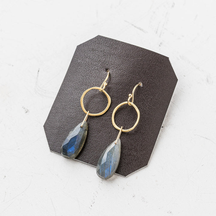 Original Hardware Jewelry - Earrings Labradorite Pear and Bronze Karma Earrings