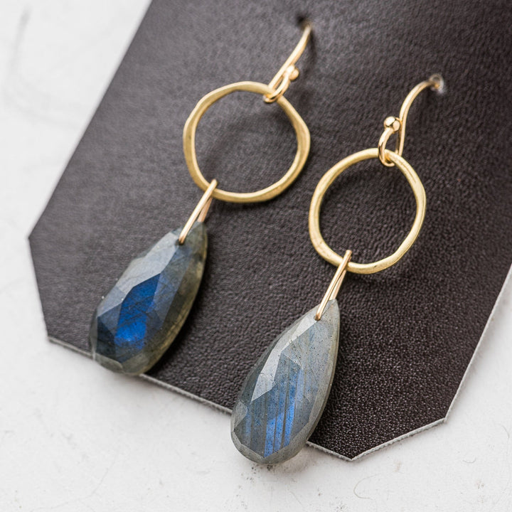 Original Hardware Jewelry - Earrings Labradorite Pear and Bronze Karma Earrings