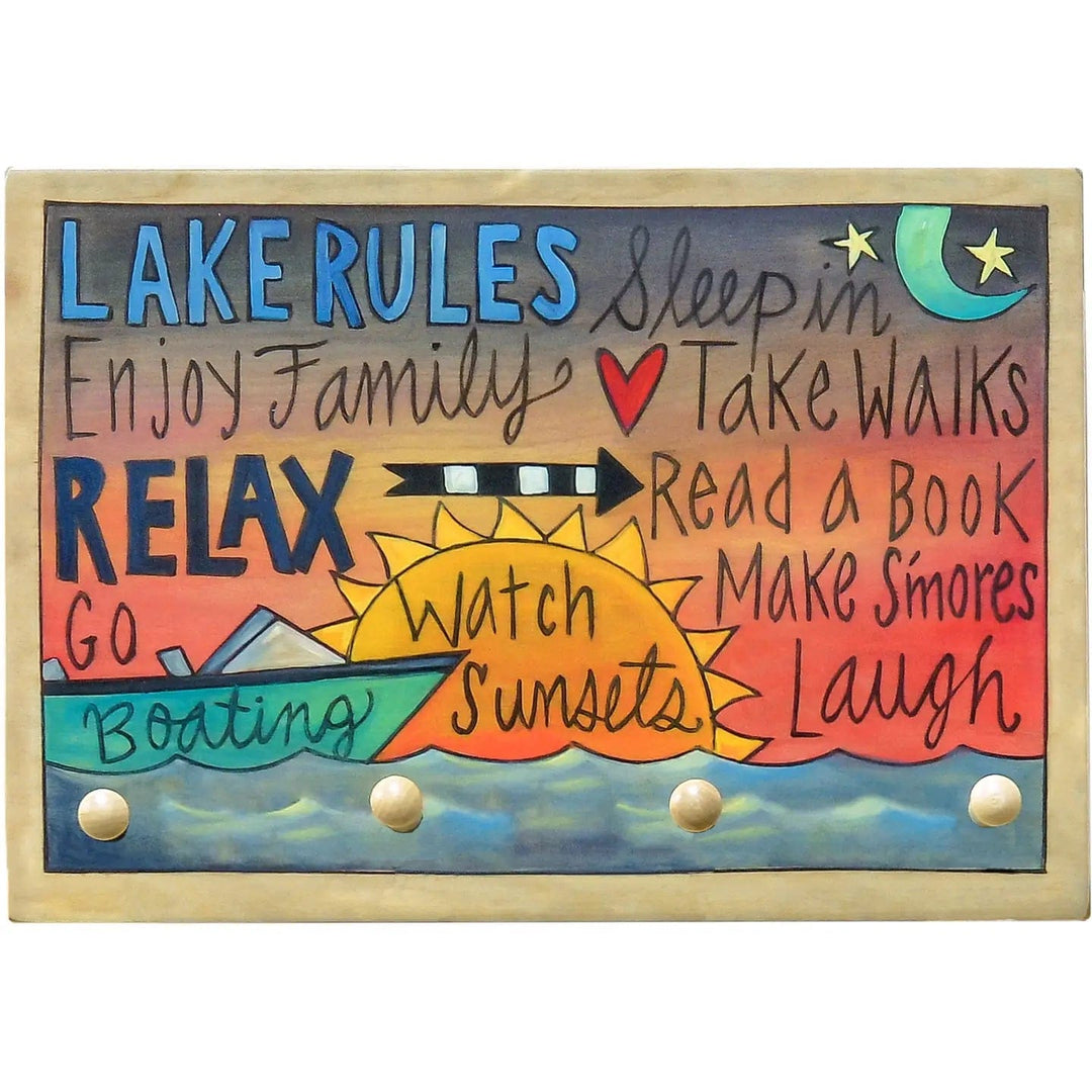 Sincerely Sticks Home Decor - Home Accent Lake Rules 10 x 7 Key Ring Plaque