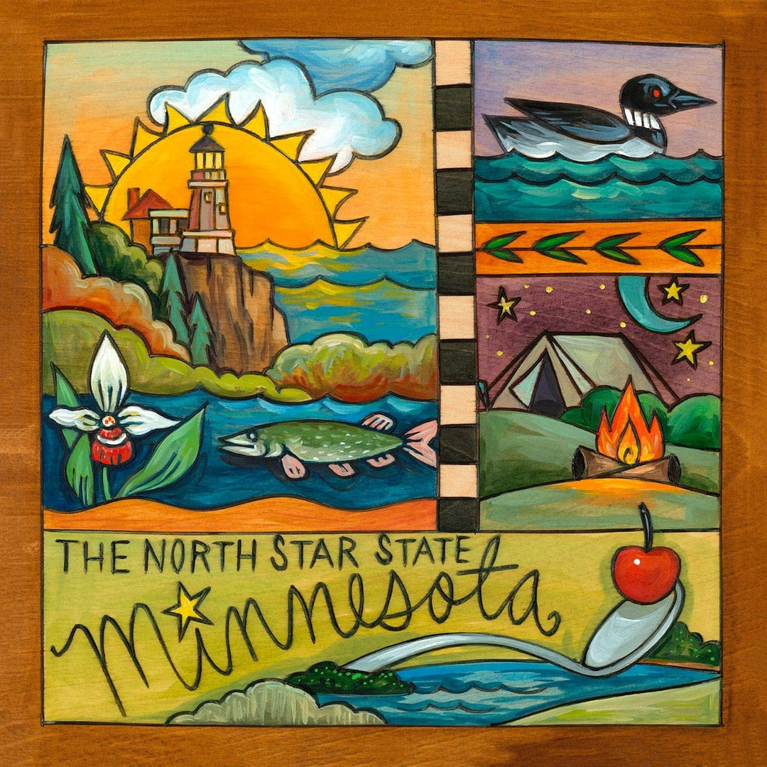 Sincerely Sticks Wall Art Land of Lakes and Loons 9" x 9" Plaque