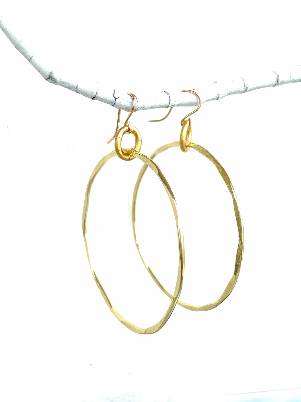 CV Designs Jewelry - Earrings Gold Large Hammered Hoop Earrings