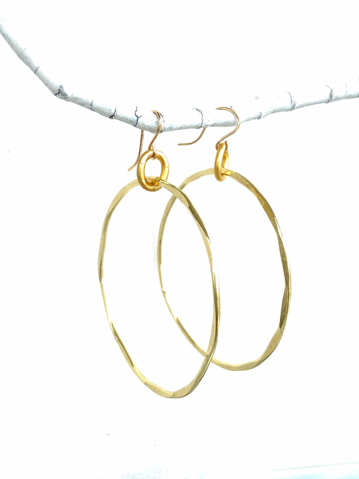 CV Designs Jewelry - Earrings Gold Large Hammered Hoop Earrings