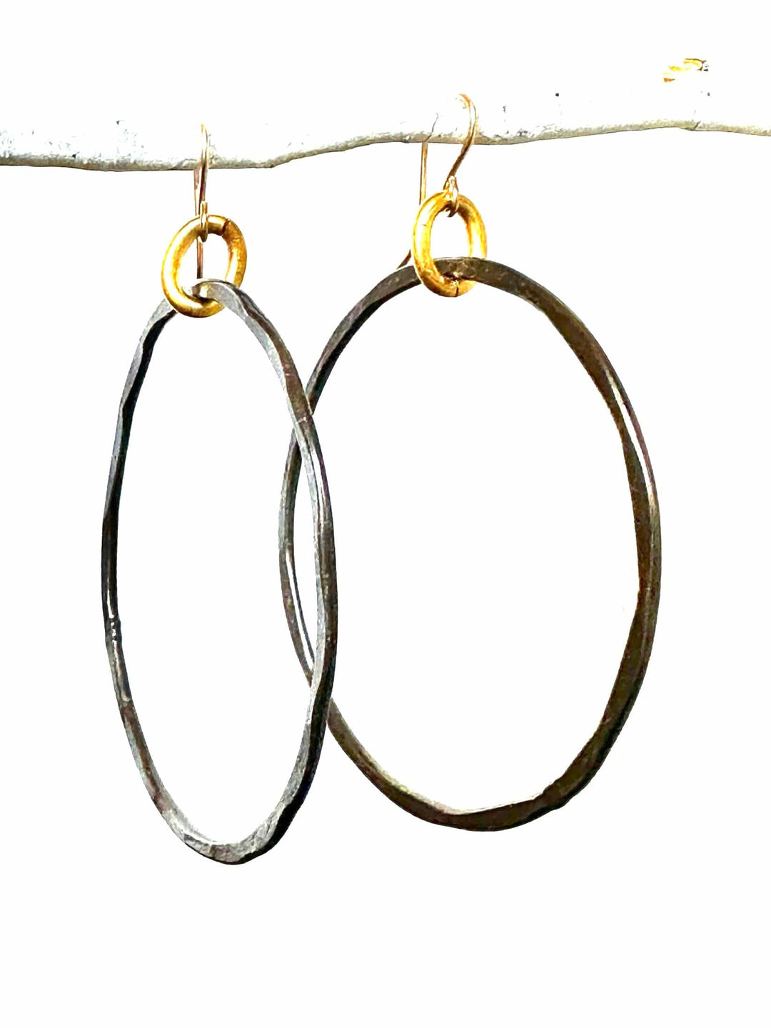 CV Designs Jewelry - Earrings Gunmetal Large Hammered Hoop Earrings