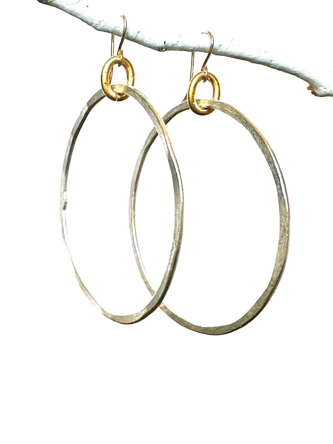 CV Designs Jewelry - Earrings Silver Large Hammered Hoop Earrings