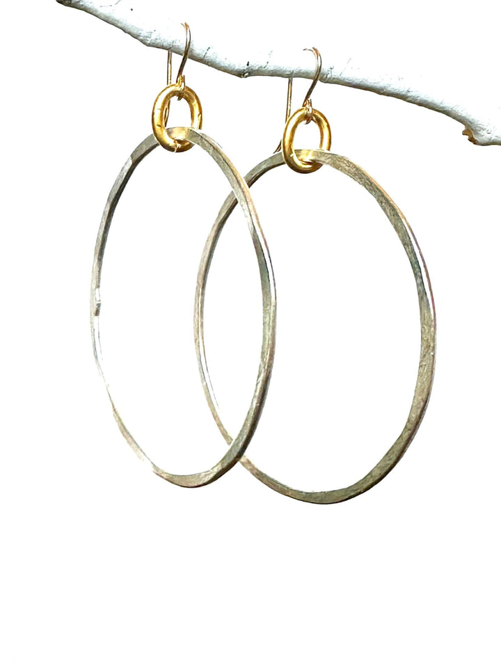 CV Designs Jewelry - Earrings Silver Large Hammered Hoop Earrings