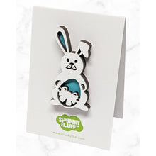 Load image into Gallery viewer, Spunky Fluff Proudly handmade in South Dakota, USA Turquoise Layered Easter Bunny Magnets
