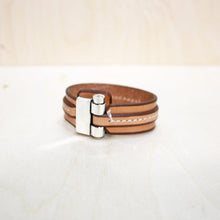 Load image into Gallery viewer, CXC Jewelry Jewelry - Bracelets Leather Cuff w/Silver Pin Silver M
