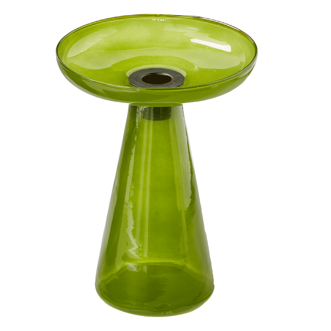 Tag True Living Candle Holders Leon Glass Taper Holder Large Green
