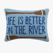Load image into Gallery viewer, Peking Handicraft Home Accents Life is Better on the River Hook Pillow
