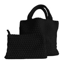 Load image into Gallery viewer, AhDorned Black Lily Woven Neoprene Tote with Pouch
