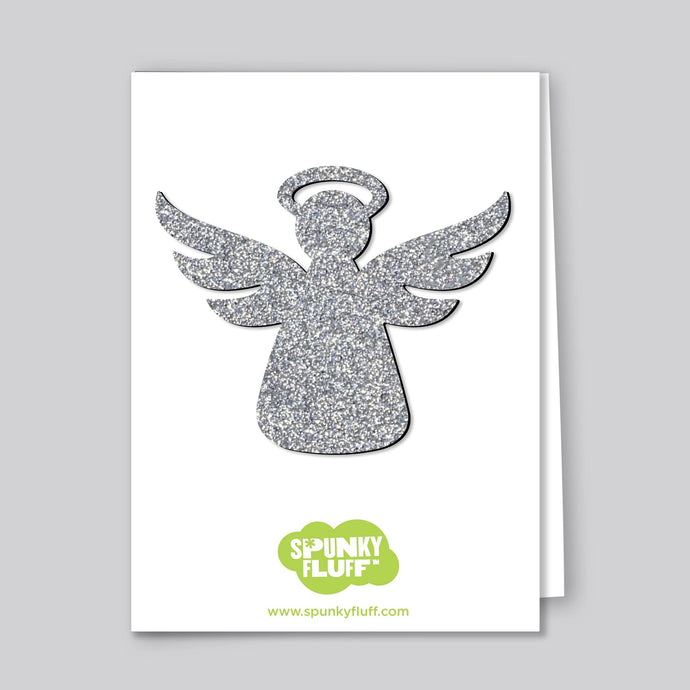 Spunky Fluff Proudly handmade in South Dakota, USA Silver Limited Edition Glitter Angel Magnet, Large