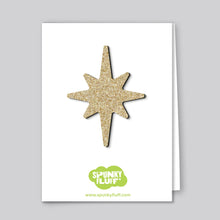 Load image into Gallery viewer, Spunky Fluff Proudly handmade in South Dakota, USA Gold Limited Edition Glitter Nativity Star Magnet, Large
