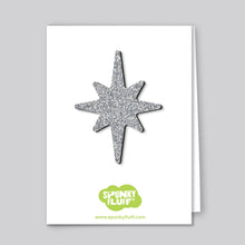 Load image into Gallery viewer, Spunky Fluff Proudly handmade in South Dakota, USA Silver Limited Edition Glitter Nativity Star Magnet, Large
