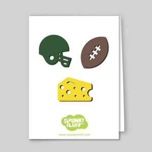 Spunky Fluff Proudly handmade in South Dakota, USA Limited Edition Green Bay Packers Football Magnets, Mini Cheesehead Magnets