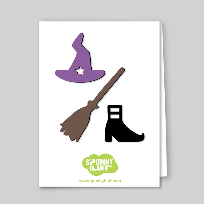 Spunky Fluff Proudly handmade in South Dakota, USA Limited Edition Halloween Witch Accessories Magnet Set, Mini