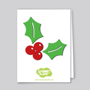 Spunky Fluff Proudly handmade in South Dakota, USA Limited Edition Holly Leaf Magnet Set, Small