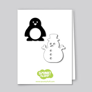 Spunky Fluff Proudly handmade in South Dakota, USA Limited Edition Penguin & Snowman Magnets, Small